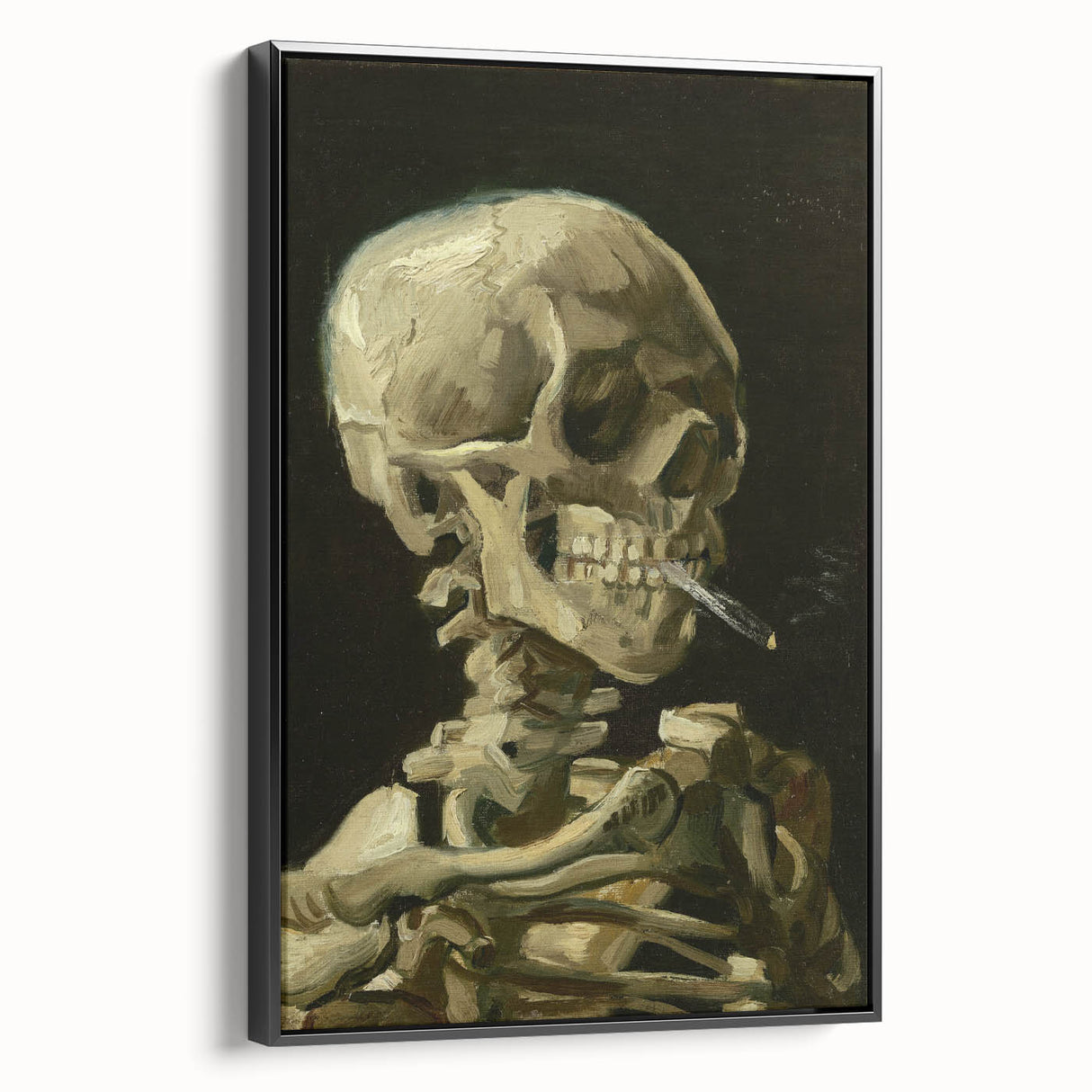 Black and white vintage landscape painting on a framed canvas, ideal for bedroom wall decor.