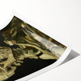 Extra large rolled canvas print featuring line art flowers in monochrome, ideal for large living room wall art.