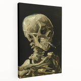 Side view of a large stretched canvas featuring a Van Gogh-inspired abstract design in vibrant blue and yellow tones.