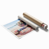 Extra large rolled print featuring a floral caravan design in pastel shades.