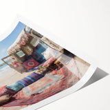 Extra large rolled print featuring line art flowers in soft pastel shades, ideal for large living room wall art.