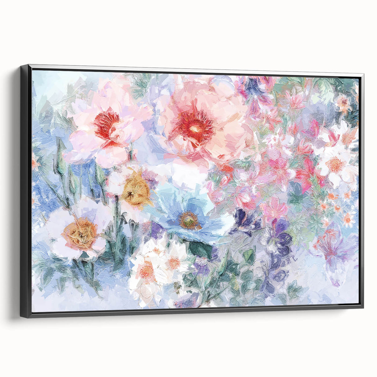 Soft Pastel Floral Wall Art – Impressionist Canvas for Living Room