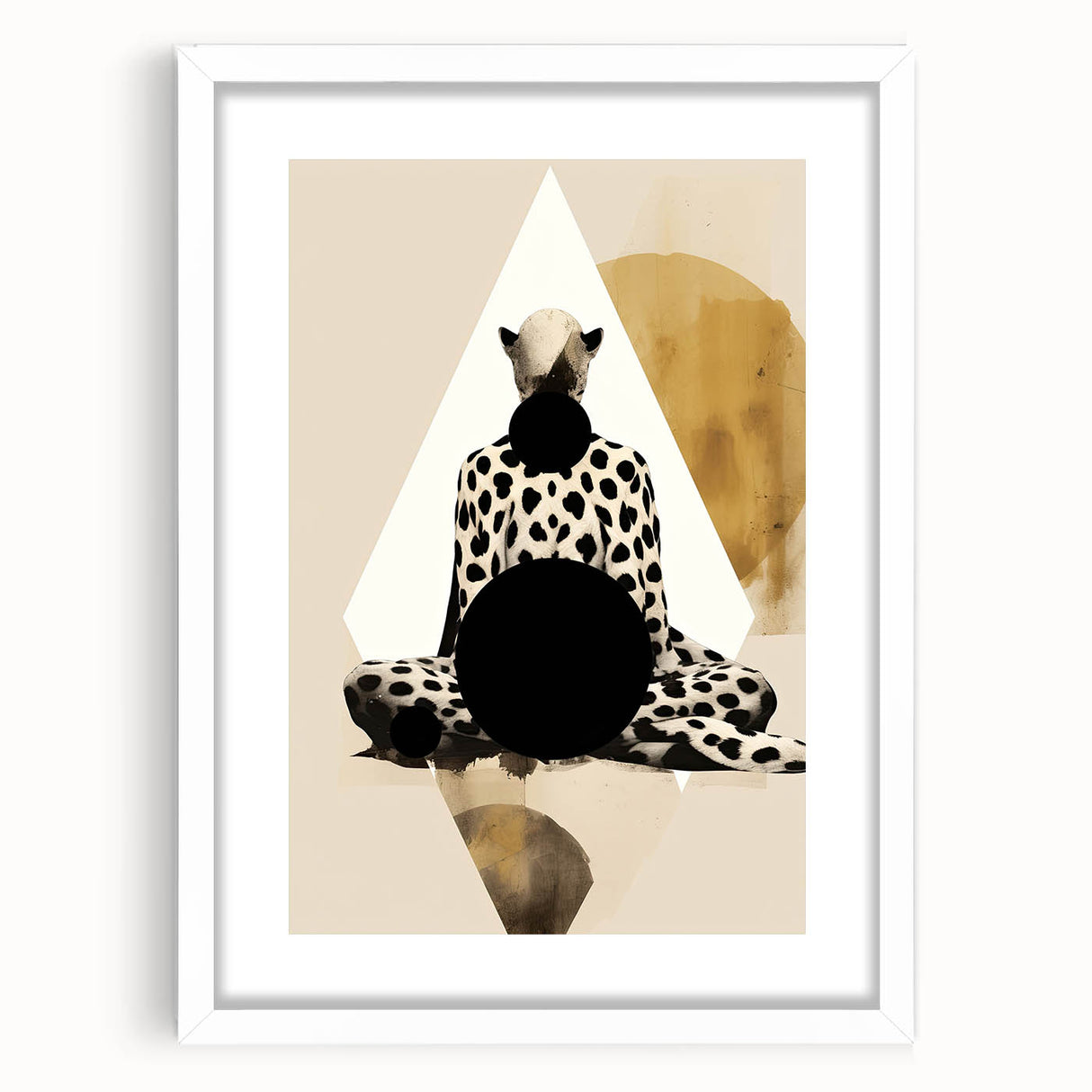 Abstract minimalist wall art frame with a white mat, showcasing a sleek, modern design, perfect for enhancing contemporary home decor in various settings.