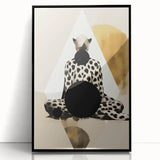 Abstract minimalist wall art framed in black acrylic, showcasing a modern design with geometric shapes and muted colors, perfect for contemporary home decor.