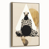 Abstract minimalist wall art featuring a gold-framed canvas design, showcasing elegant geometric shapes and a sleek aesthetic, perfect for modern home decor.