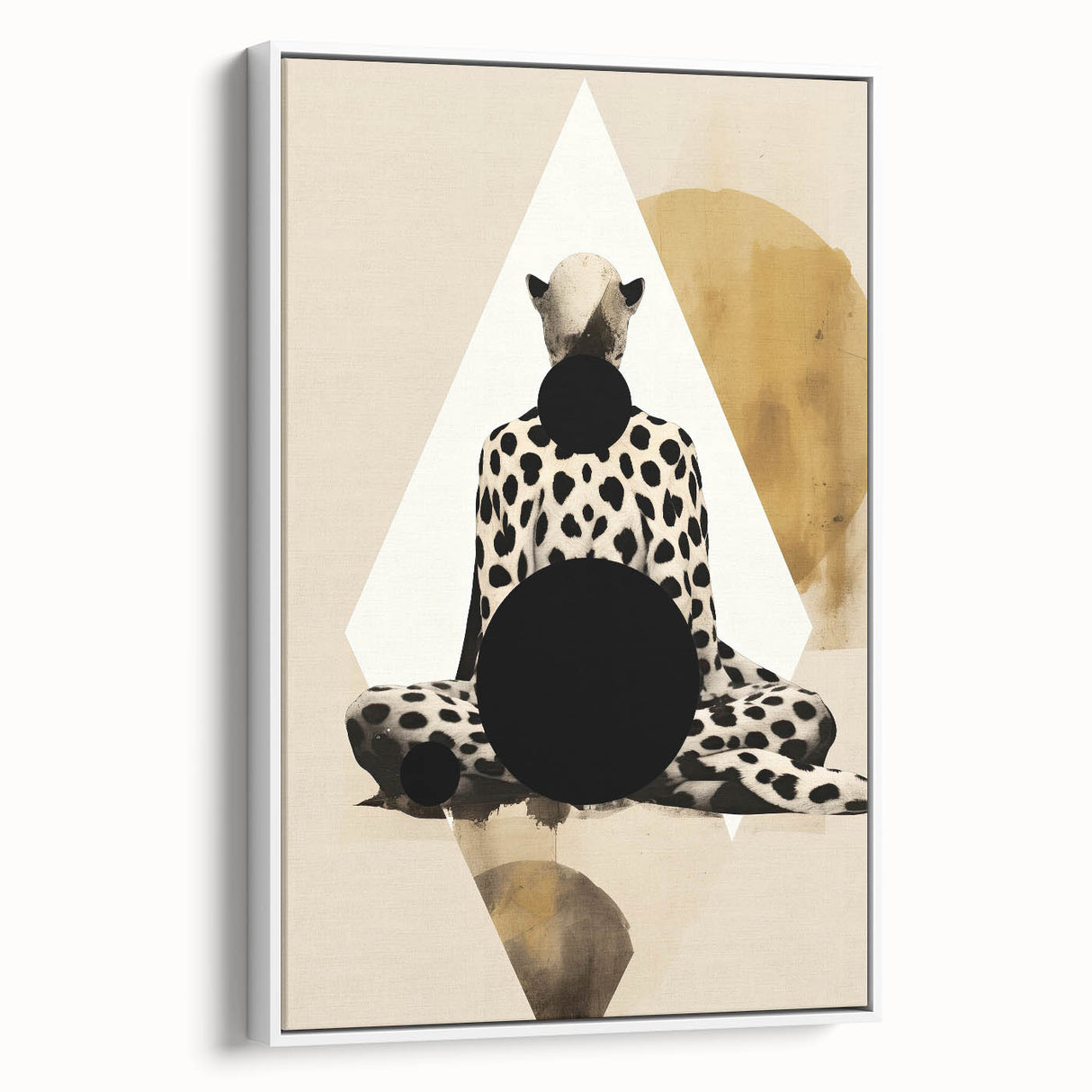 Framed minimalist wall art featuring an abstract design with soft white tones, showcased from a side view, ideal for modern home decor or office spaces.