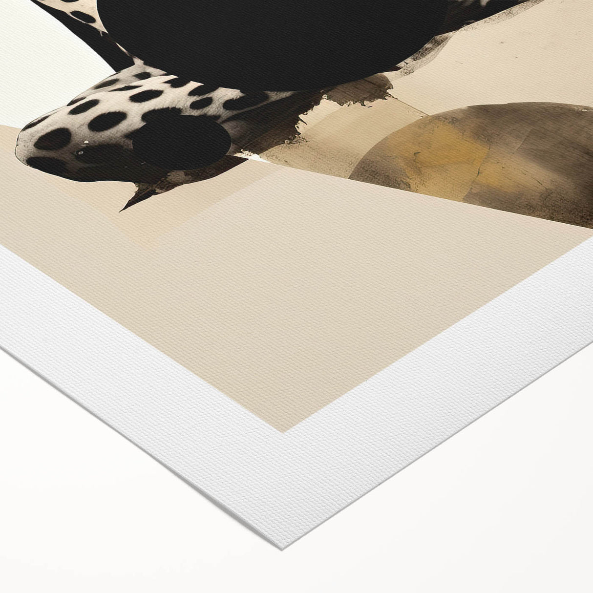Abstract minimalist wall art print on rolled canvas, showcasing soft pastel colors and geometric shapes, elegantly packaged in a protective cardboard tube for secure delivery.