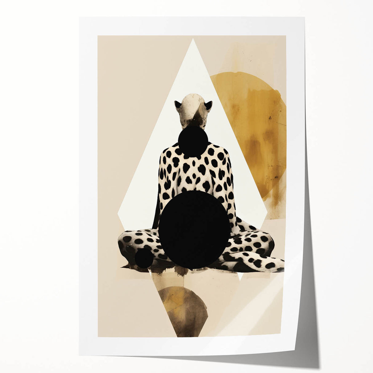 Abstract minimalist wall art print showcasing soft pastel colors and geometric shapes, elegantly rolled and packaged in a sturdy tube for easy display.