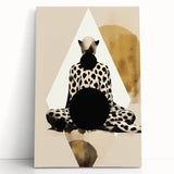 Abstract minimalist wall art on stretched canvas, featuring soft pastel colors and geometric shapes, leaning against a neutral wall for a modern decor aesthetic. Ideal for contemporary home design and art enthusiasts.