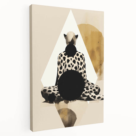 Abstract minimalist wall art on stretched canvas displaying soft pastel colors and geometric shapes, ideal for modern home decor. The side view highlights its sleek design and texture, perfect for enhancing any living space.