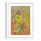 Expressionist Woman with Basket – Vibrant Figurative Wall Art