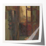 Rustic Modern Wall Art – Atmospheric Window Scene with Warm Tones