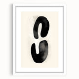 Abstract minimalist wall art framed in white, showcasing soft pastel colors and geometric shapes, perfect for modern home decor. Ideal for living rooms or offices.