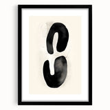 Abstract minimalist wall art framed with a white mat, showcasing soft pastel colors and geometric shapes, perfect for modern home decor and art enthusiasts.