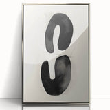 Framed abstract minimalist wall art in silver acrylic, showcasing geometric patterns and soft colors, ideal for modern home decor, enhancing any living space.