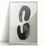 Abstract minimalist wall art framed in white acrylic, showcasing soft pastel colors and geometric shapes, perfect for modern home decor and enhancing interior aesthetics.