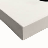 Close-up of an abstract minimalist wall art design on stretched canvas, showcasing soft pastel colors and geometric shapes, ideal for modern home decor.