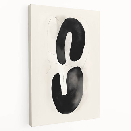 Abstract minimalist wall art on stretched canvas, showcasing soft pastel colors and geometric shapes, viewed from the side to highlight depth and texture. Perfect for modern decor.