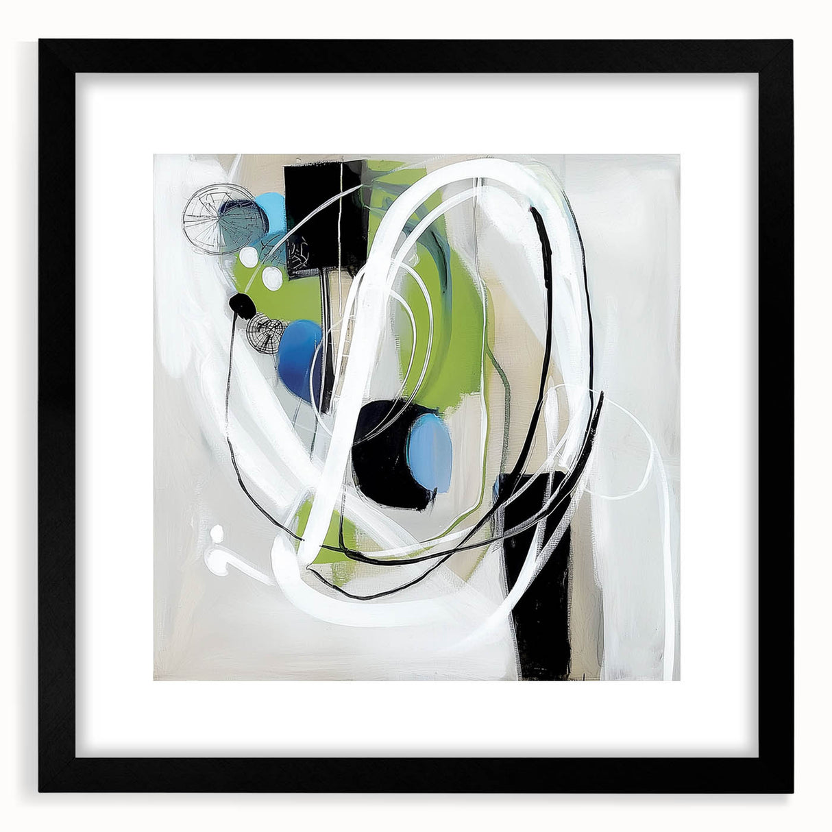 Abstract Art Prints – Modern Green and Blue Geometric Wall Design