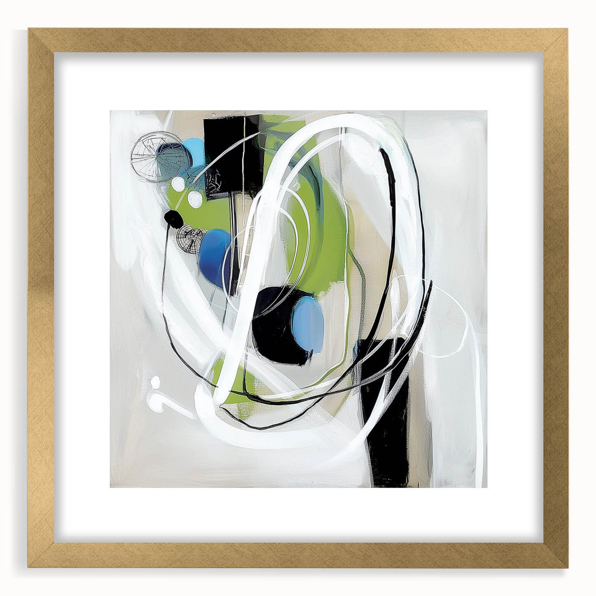 Abstract Art Prints – Modern Green and Blue Geometric Wall Design