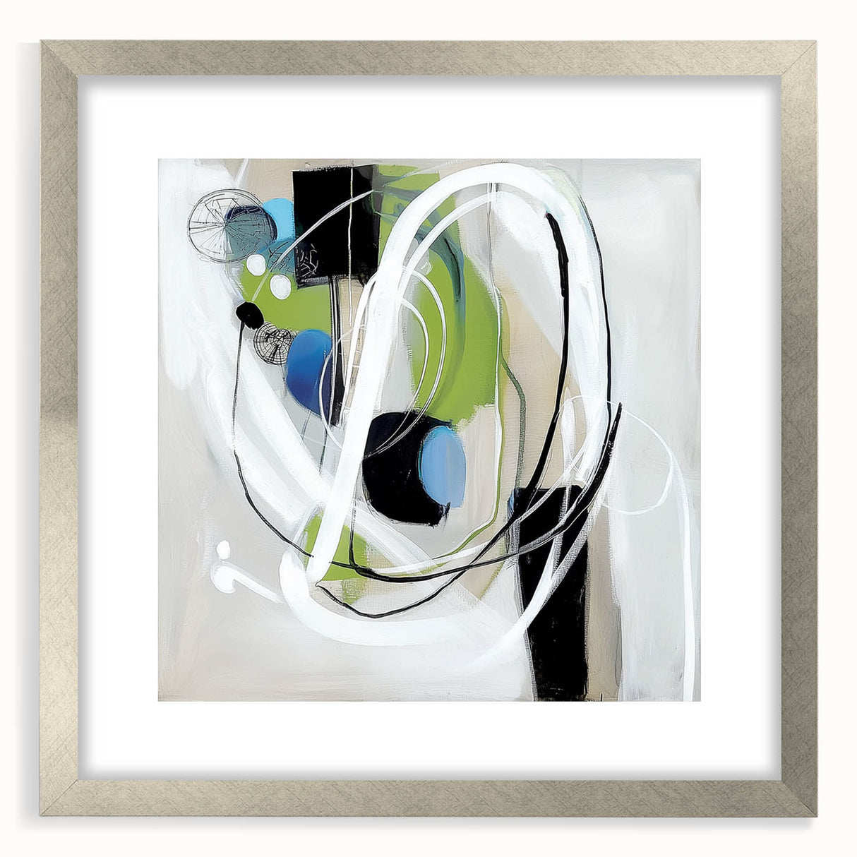 Abstract Art Prints – Modern Green and Blue Geometric Wall Design
