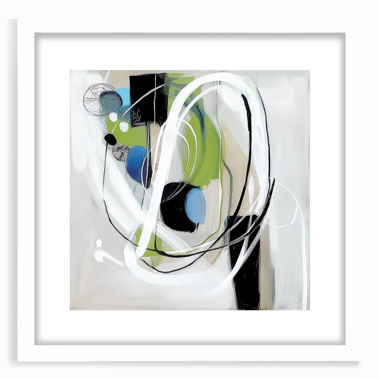 Abstract Art Prints – Modern Green and Blue Geometric Wall Design