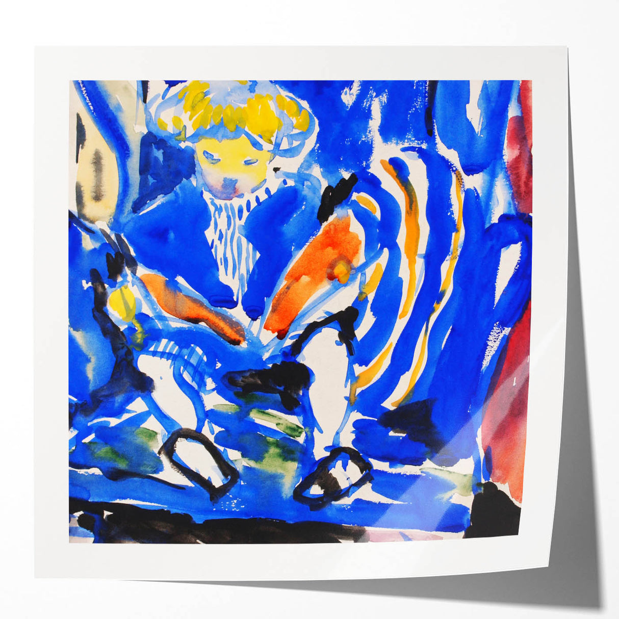Vibrant Modern Wall Art – Colorful Abstract Painting of Child Reading