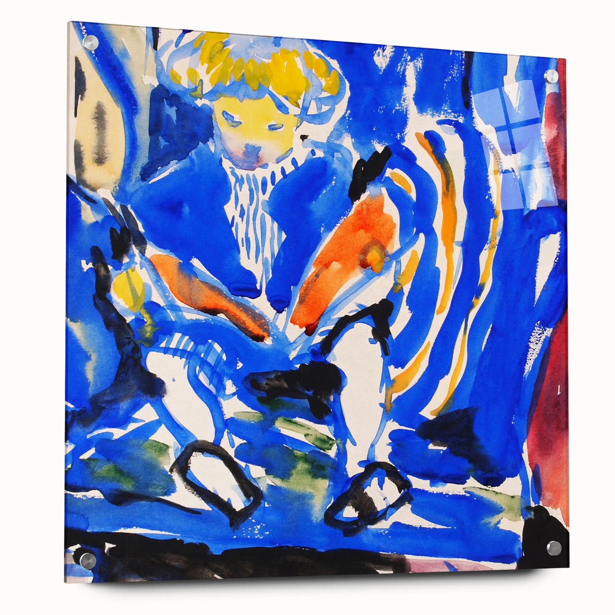 Vibrant Modern Wall Art – Colorful Abstract Painting of Child Reading
