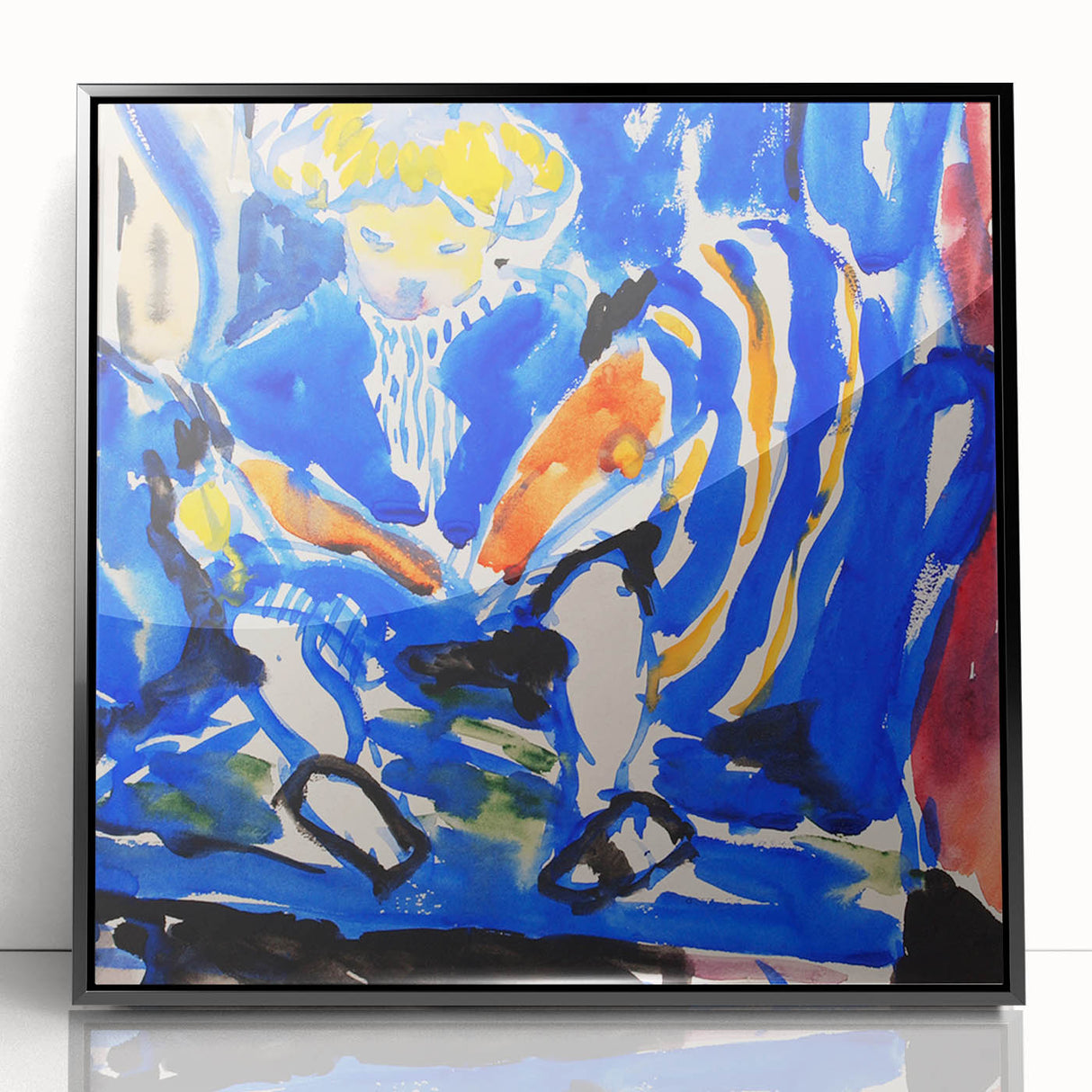 Vibrant Modern Wall Art – Colorful Abstract Painting of Child Reading