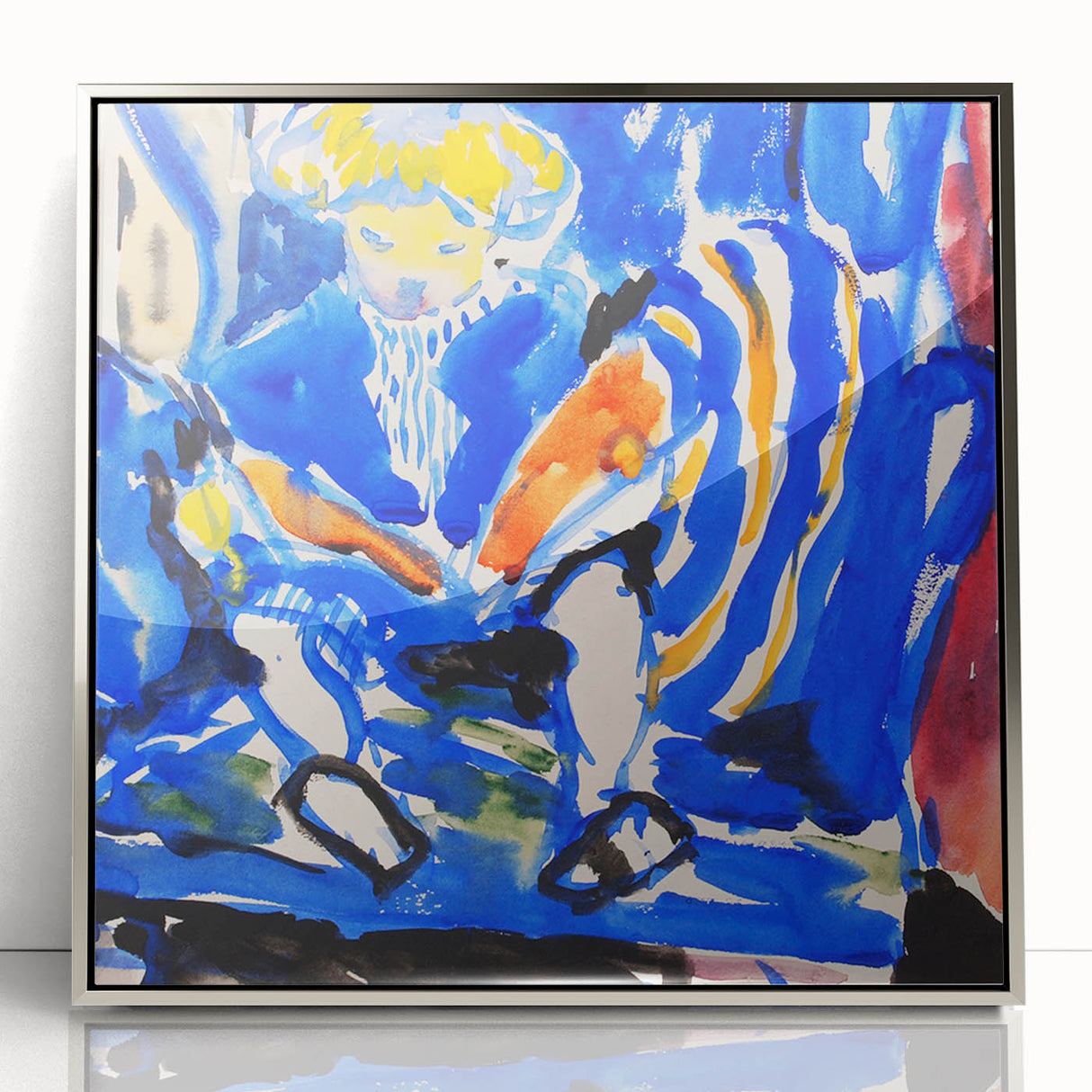 Vibrant Modern Wall Art – Colorful Abstract Painting of Child Reading