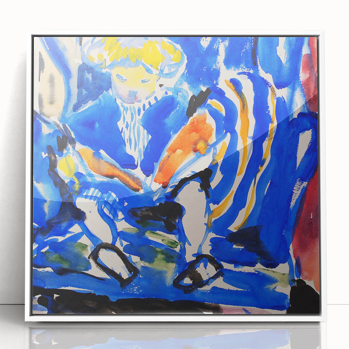 Vibrant Modern Wall Art – Colorful Abstract Painting of Child Reading