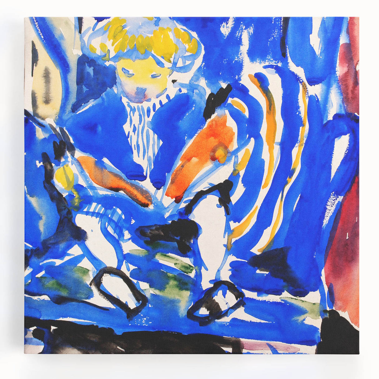 Vibrant Modern Wall Art – Colorful Abstract Painting of Child Reading