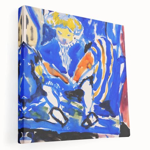 Vibrant Modern Wall Art – Colorful Abstract Painting of Child Reading