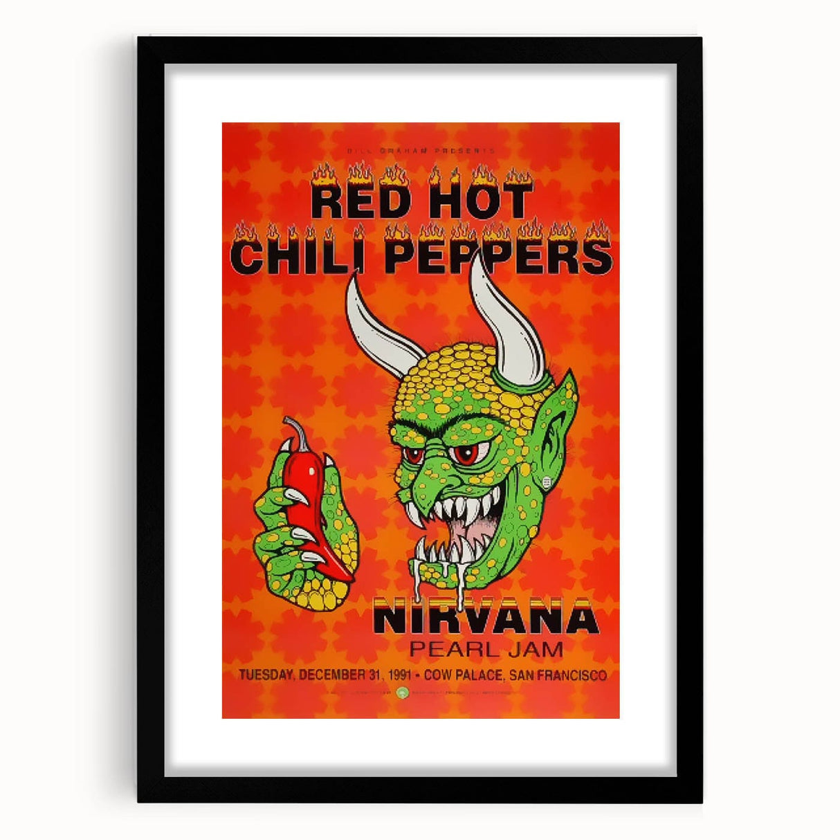 Red Hot Chili Peppers Nirvana Concert Poster | Vintage Rock Art