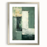 Abstract minimalist wall art framed in silver with a mat, showcasing a contemporary design perfect for modern interior decor. Ideal for adding elegance to living spaces.