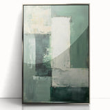 Framed acrylic wall art showcasing an abstract minimalist design with silver accents, perfect for modern decor. Ideal for enhancing living spaces and offices.