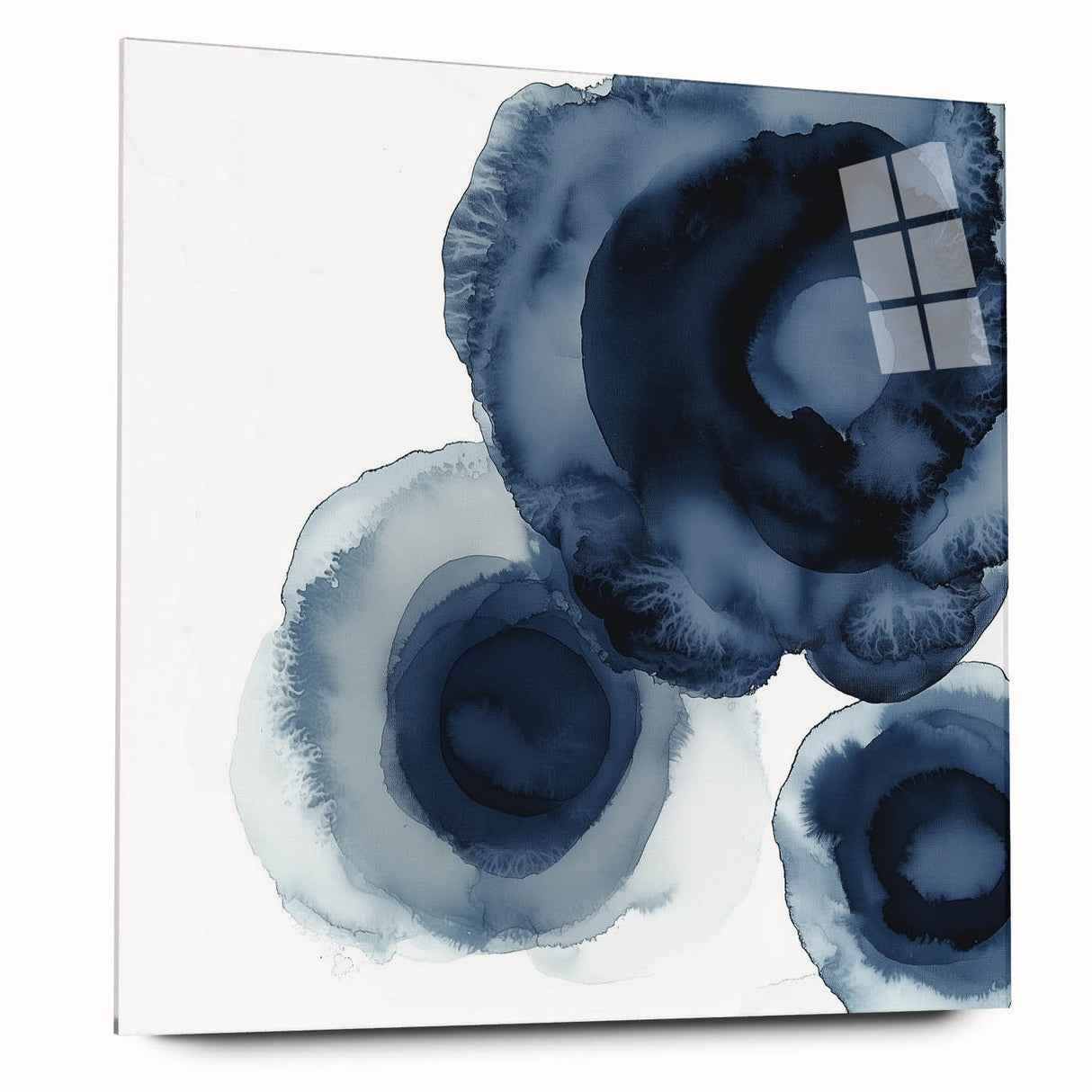Modern Abstract Wall Art – Navy Blue Floral-Inspired Ink Design
