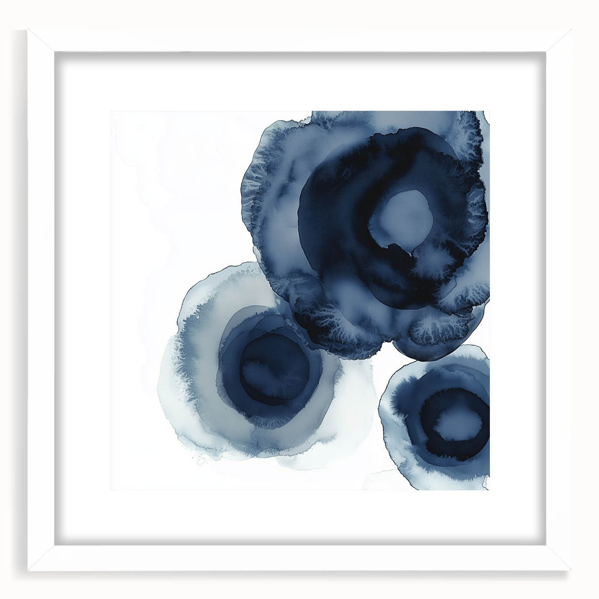 Modern Abstract Wall Art – Navy Blue Floral-Inspired Ink Design