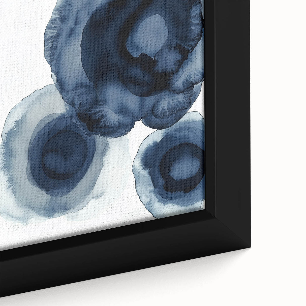 Modern Abstract Wall Art – Navy Blue Floral-Inspired Ink Design