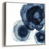 Modern Abstract Wall Art – Navy Blue Floral-Inspired Ink Design