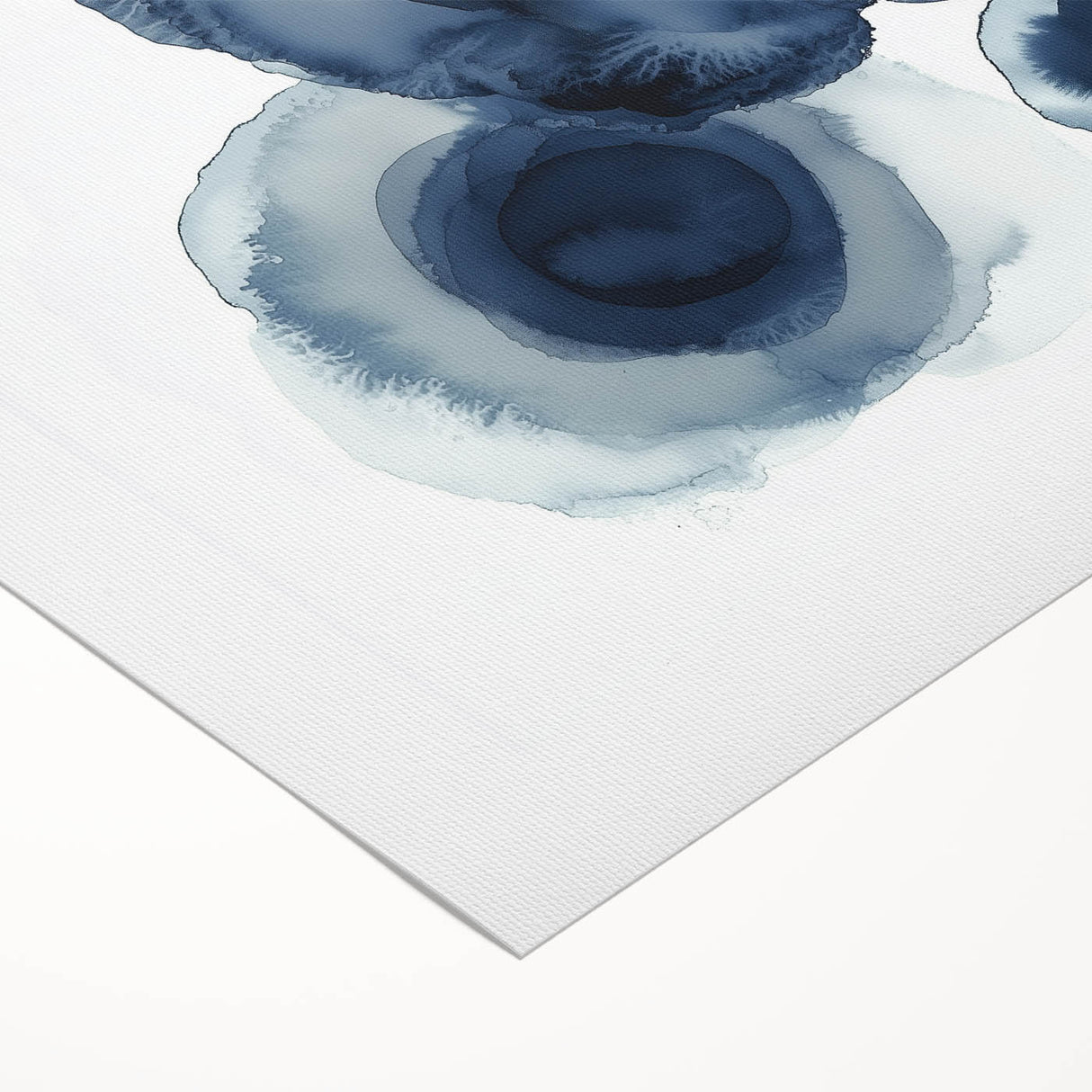 Modern Abstract Wall Art – Navy Blue Floral-Inspired Ink Design