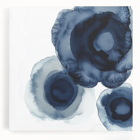 Modern Abstract Wall Art – Navy Blue Floral-Inspired Ink Design