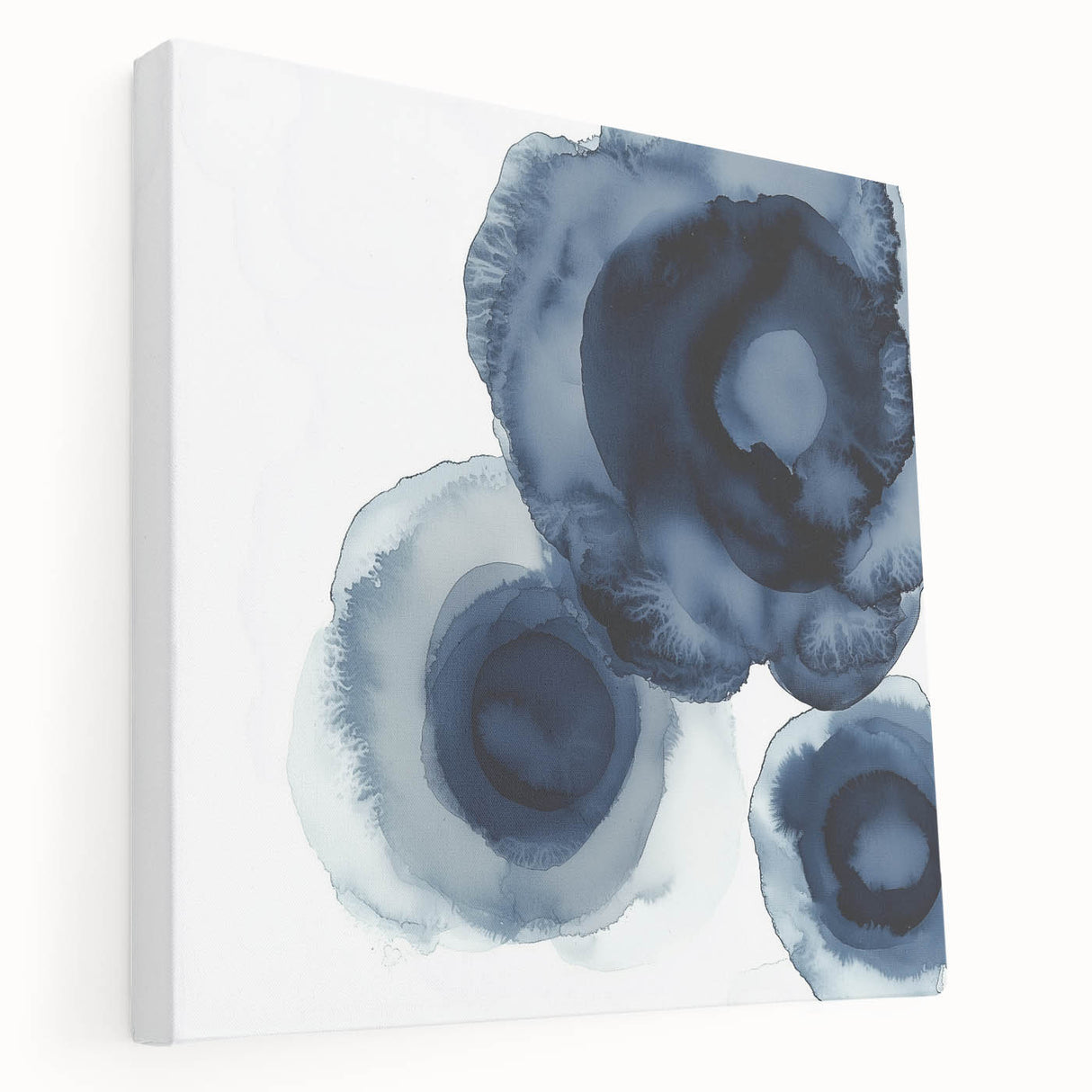 Modern Abstract Wall Art – Navy Blue Floral-Inspired Ink Design