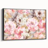Golden Bloom Elegance - Modern Floral Living Room Canvas Art