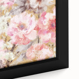 Golden Bloom Elegance - Modern Floral Living Room Canvas Art