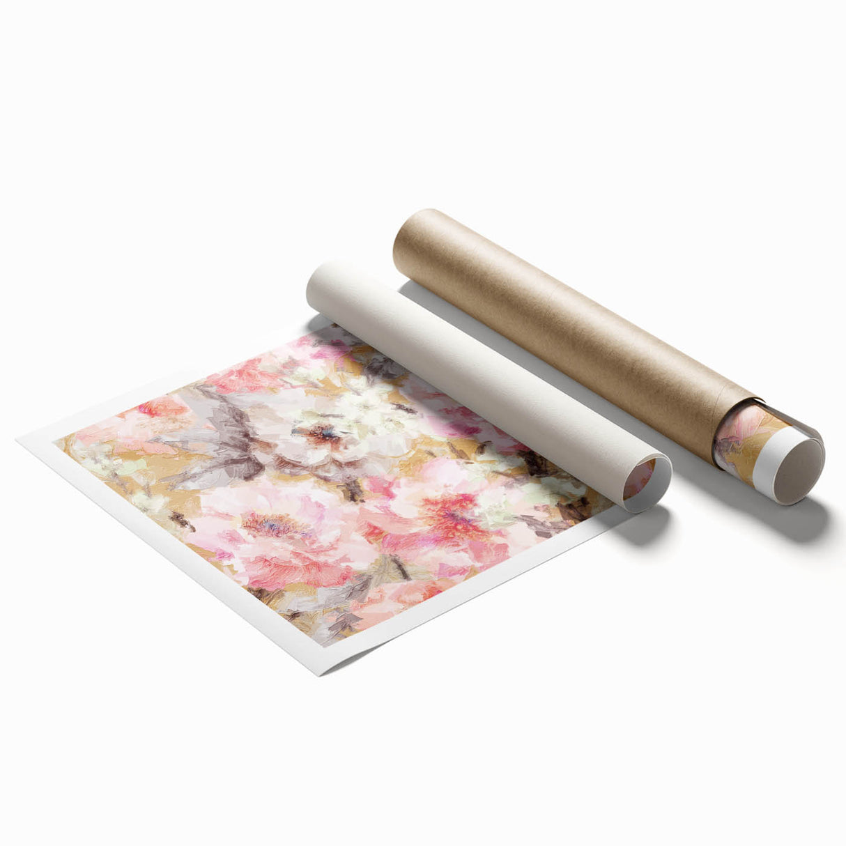 Golden Bloom Elegance - Modern Floral Living Room Canvas Art