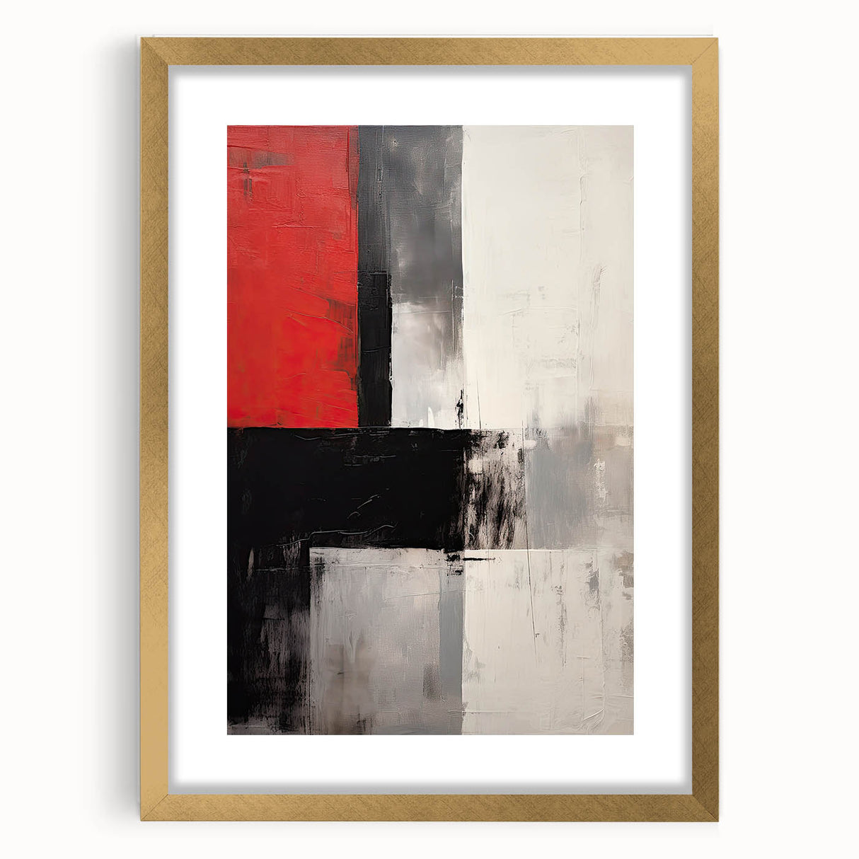 Minimalist abstract wall art framed in gold, showcasing soft pastel colors and geometric shapes, perfect for modern home decor and enhancing interior aesthetics.
