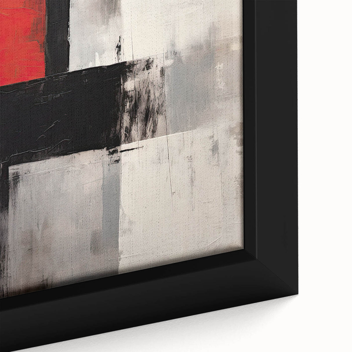 Close-up of a framed abstract minimalist wall art piece showcasing soft pastel colors and geometric shapes, adding a contemporary touch to modern decor.
