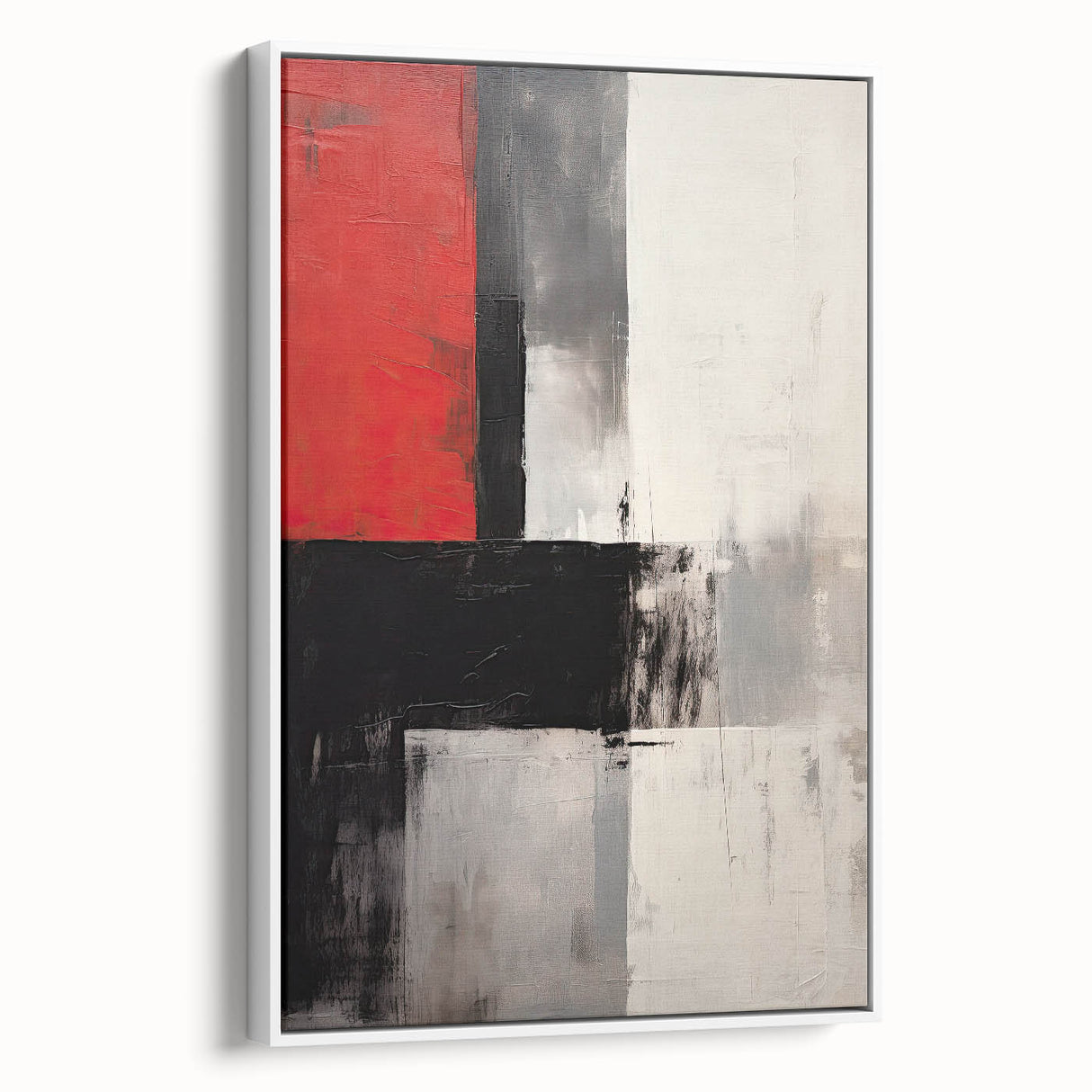 Framed minimalist wall art in an abstract design, featuring soft white tones and a sleek side view, perfect for modern home decor styling and enhancing interior aesthetics.
