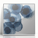 Contemporary Abstract Canvas – Fluid Navy Blue Ink Bloom Artwork